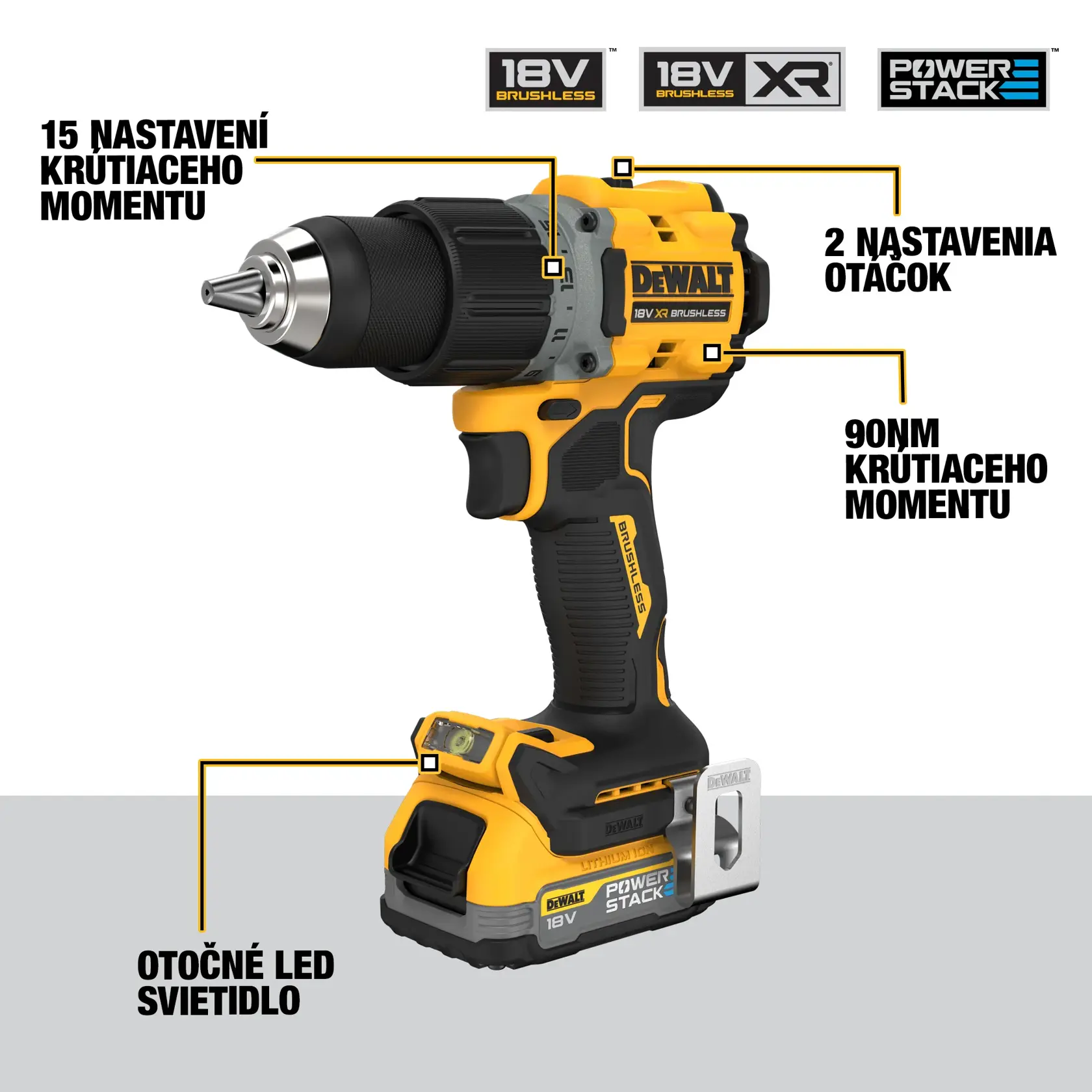 A construction worker wearing a safety helmet, high-visibility vest, and gloves is using a DEWALT DCD800E2T cordless drill to drill into a metal surface at an indoor construction site.