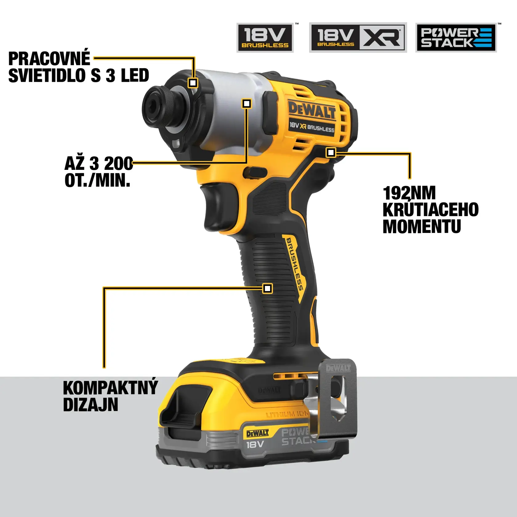 A person wearing work gloves, a safety helmet, and a high-visibility vest is using a DEWALT DCF840 cordless impact driver to drive a screw into a vertical surface on a construction site.