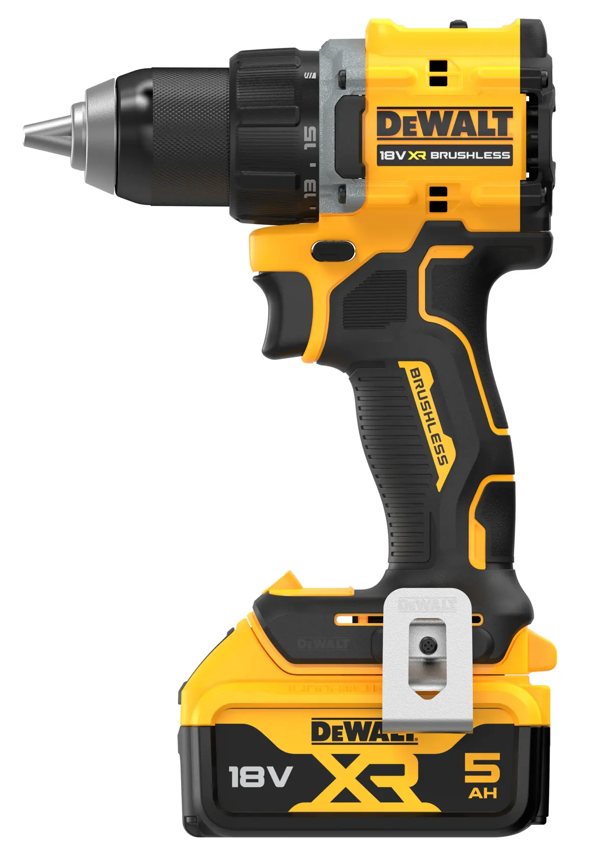 DEWALT drill, SKUs DCD794P2T, DCD794P2T-QW, 18V, black/yellow, product category: Photography.
