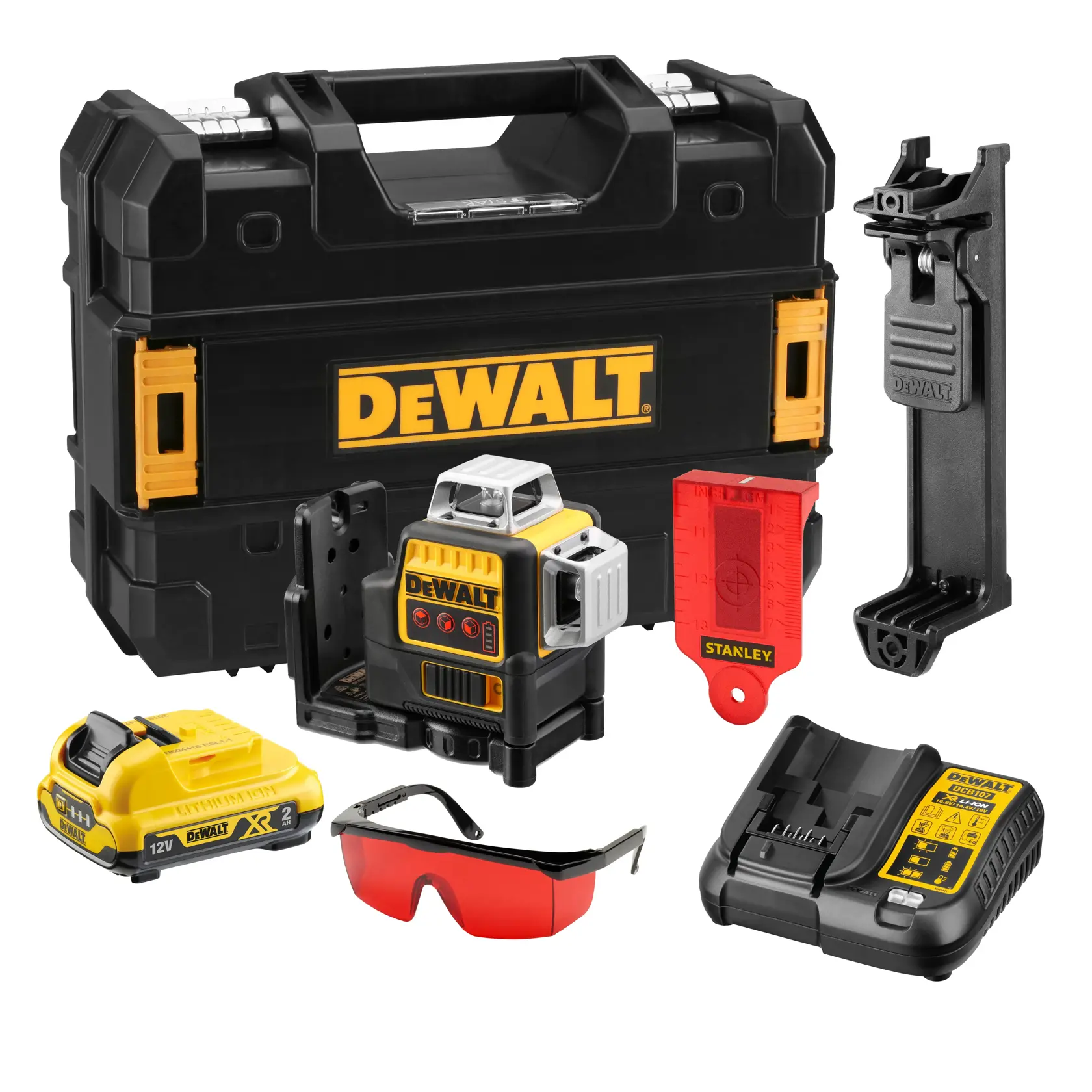 Krížový líniový laser s červeným lúčom 12 V XR® 3 x 360 DEWALT® - 1 x 2 Ah