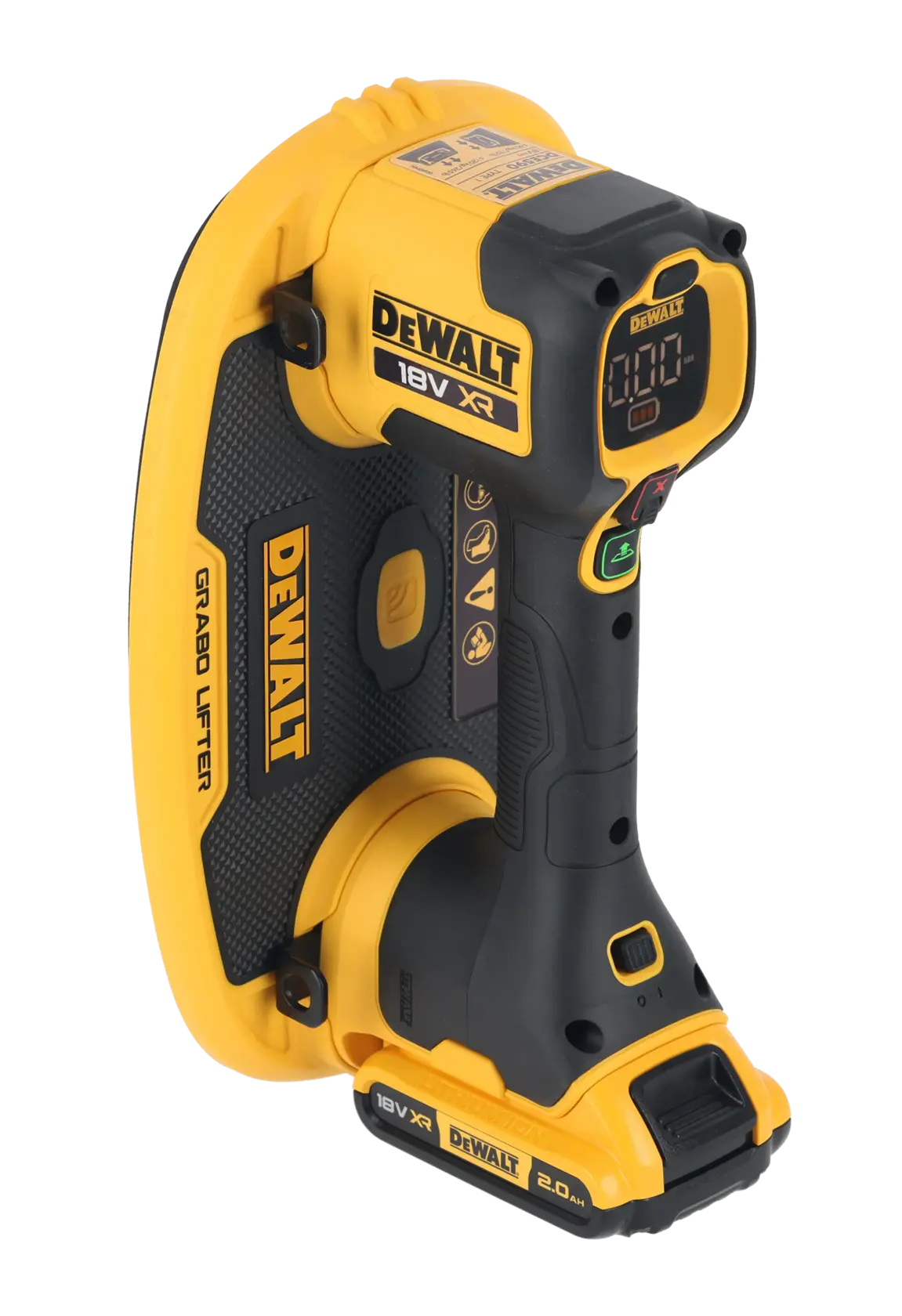 DEWALT Grabo Lifter, 18V XR, DCE590D1T-QW, DCE590D1T. Photography product, yellow-black power tool design.