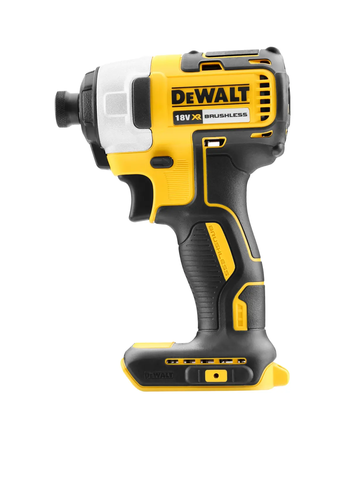 DEWALT DCF787N 18V XR brushless impact driver in yellow and black, shown without battery.