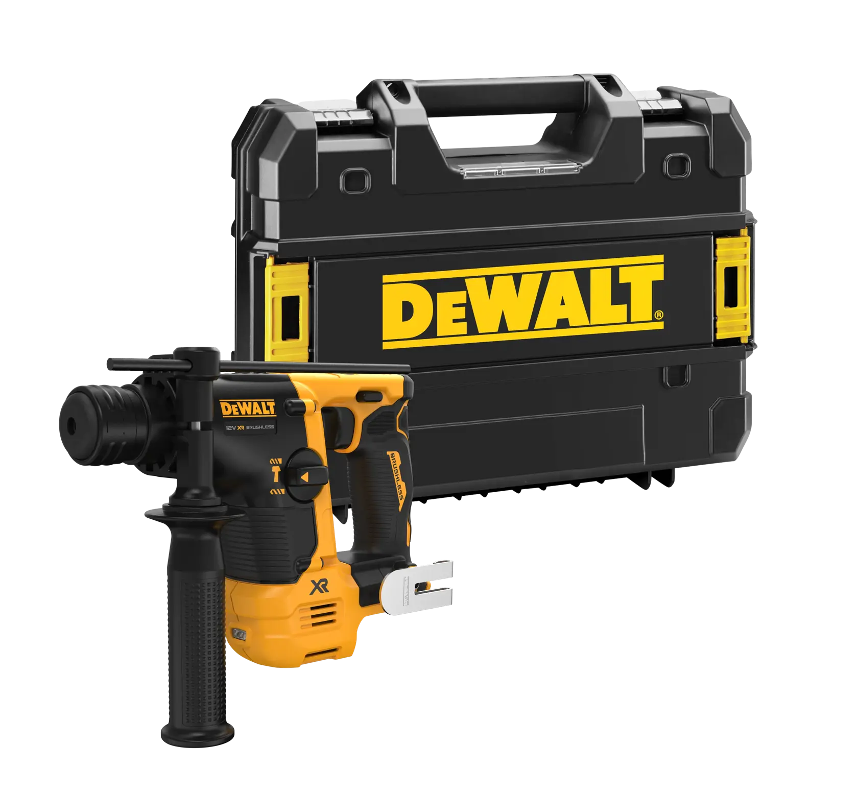 DEWALT drill and case, photography category, SKUs DCH072NT, DCH072N, DCH072N-XJ.
