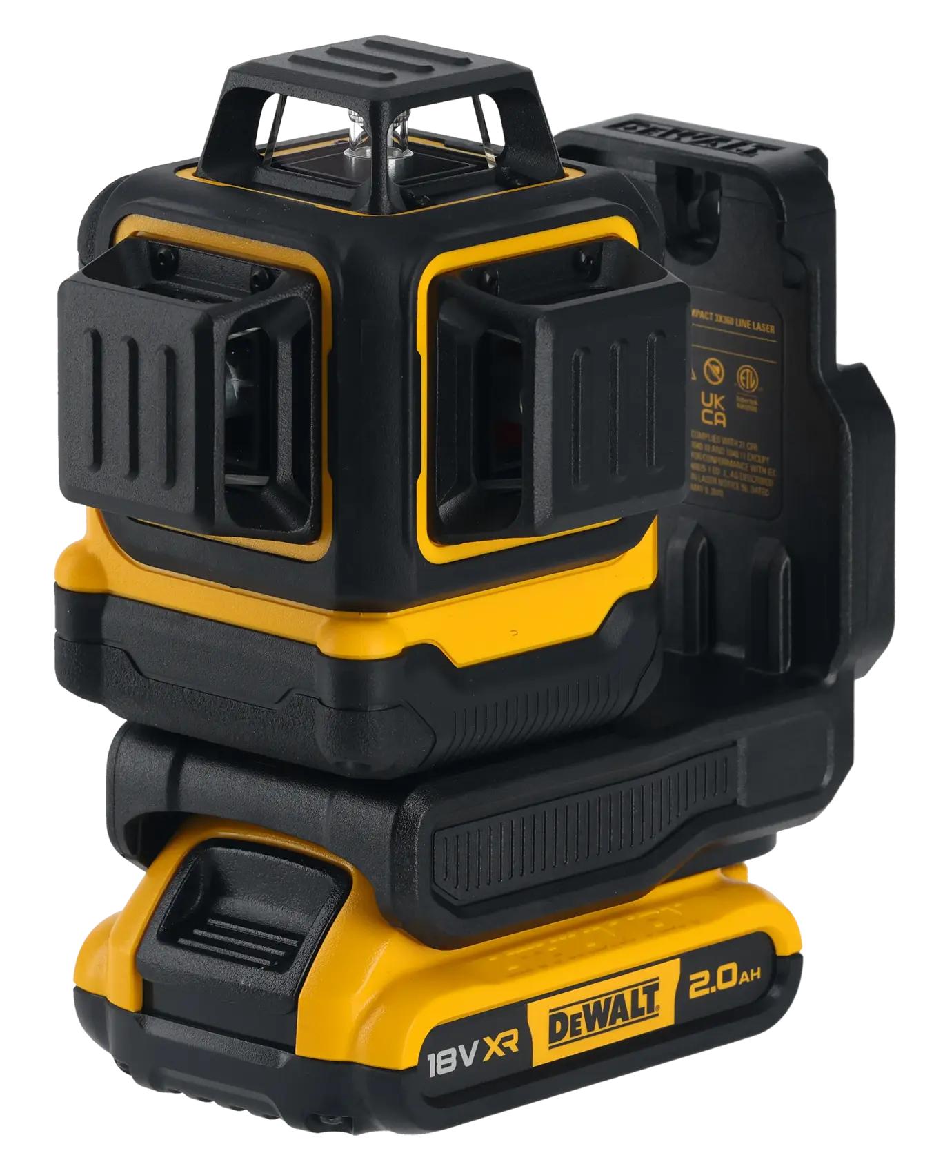 DEWALT photography tool. Shown with SKUs DCK2095D2T-QW, DCK2095D2T, DCR2095D2T. Compact, yellow-black device.