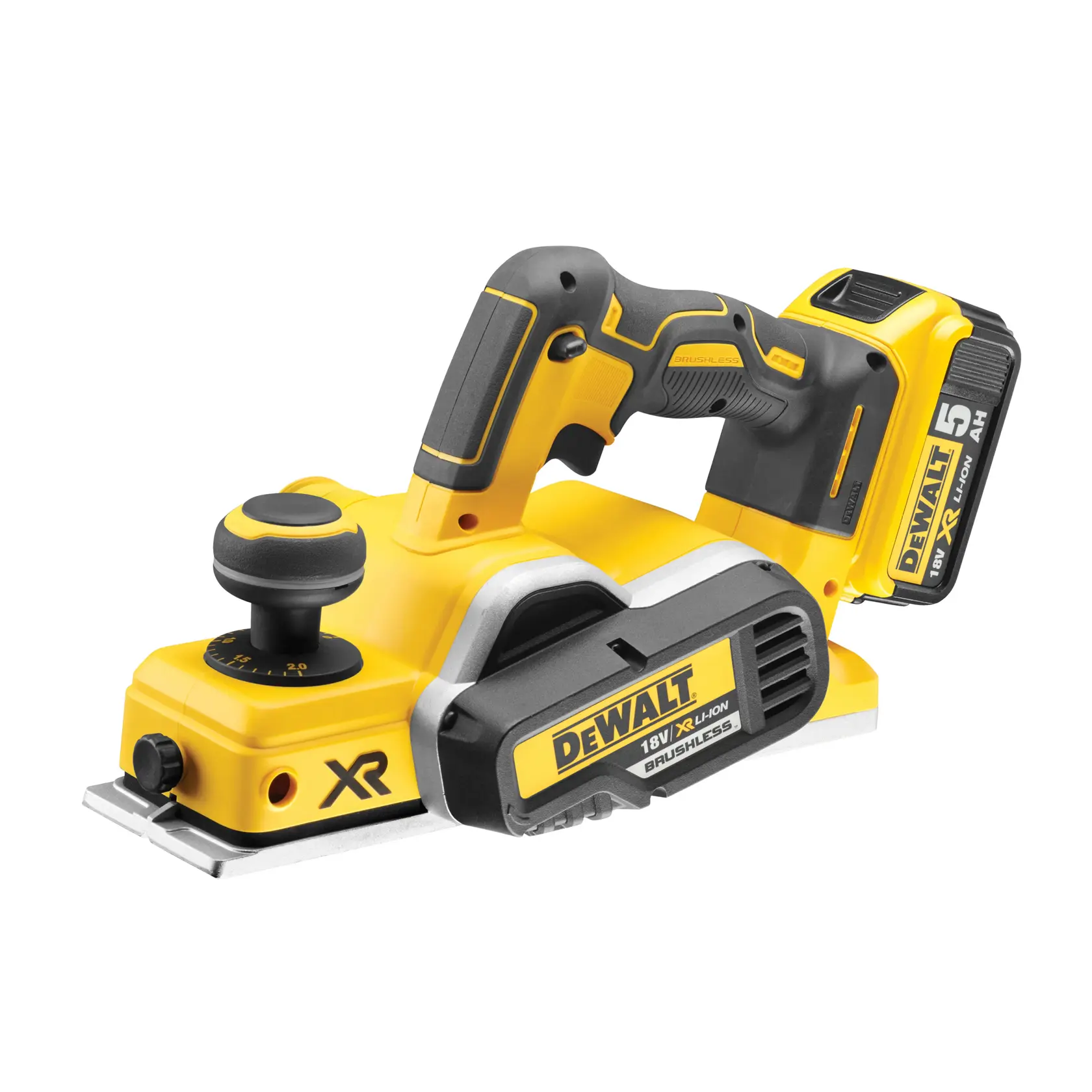 Bezuhlíkový hoblík 18 V XR® DEWALT® - 2 x 5 Ah