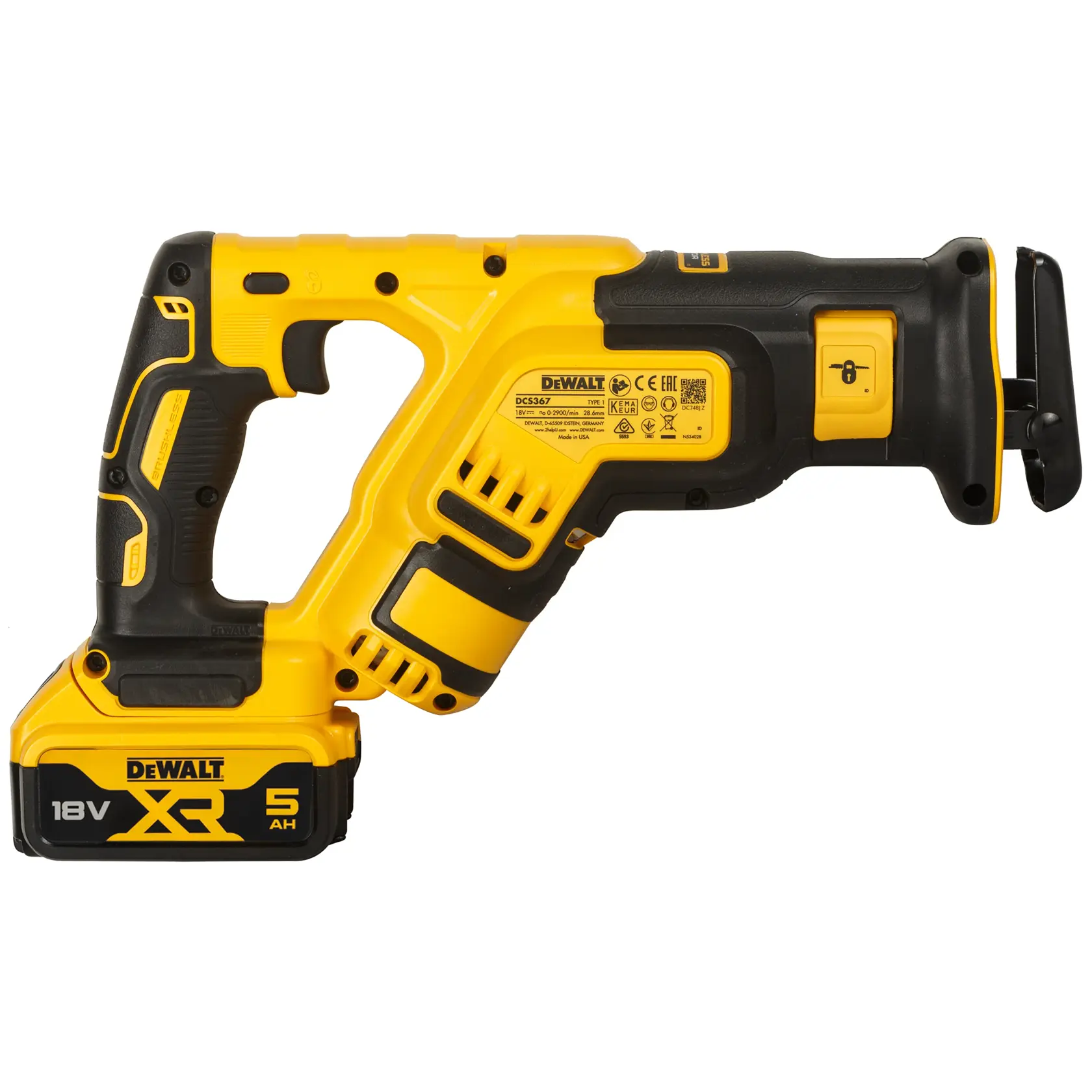 Bezuhlíková kompaktná mečová píla 18 V XR® DEWALT® -2 x 5 Ah