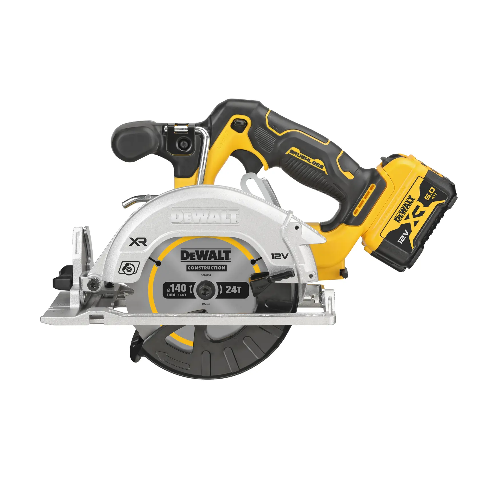 DEWALT saw DCS512P2-QW, DCS512P2, photography category, yellow and black cordless tool, visible branding.