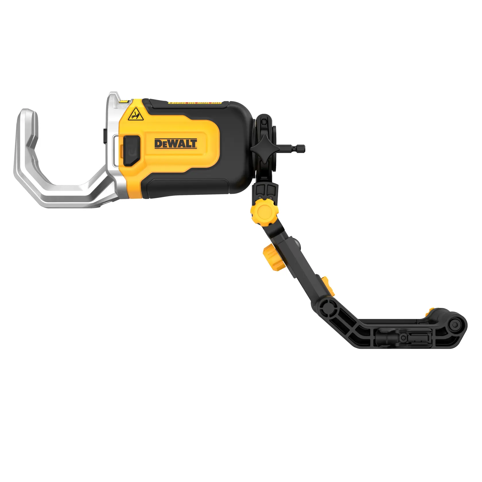 DEWALT DT20560 justerbart rørkutterverktøy med svart og gult kropp og uttrekkbar arm, designet for presis kutting av rør.