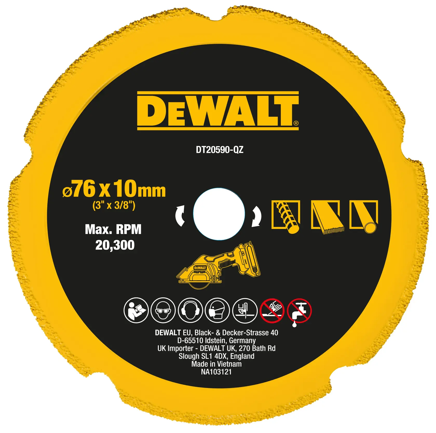 Diamantový rezný kotúč na rôzne materiály 76 mm x 10 mm DEWALT®