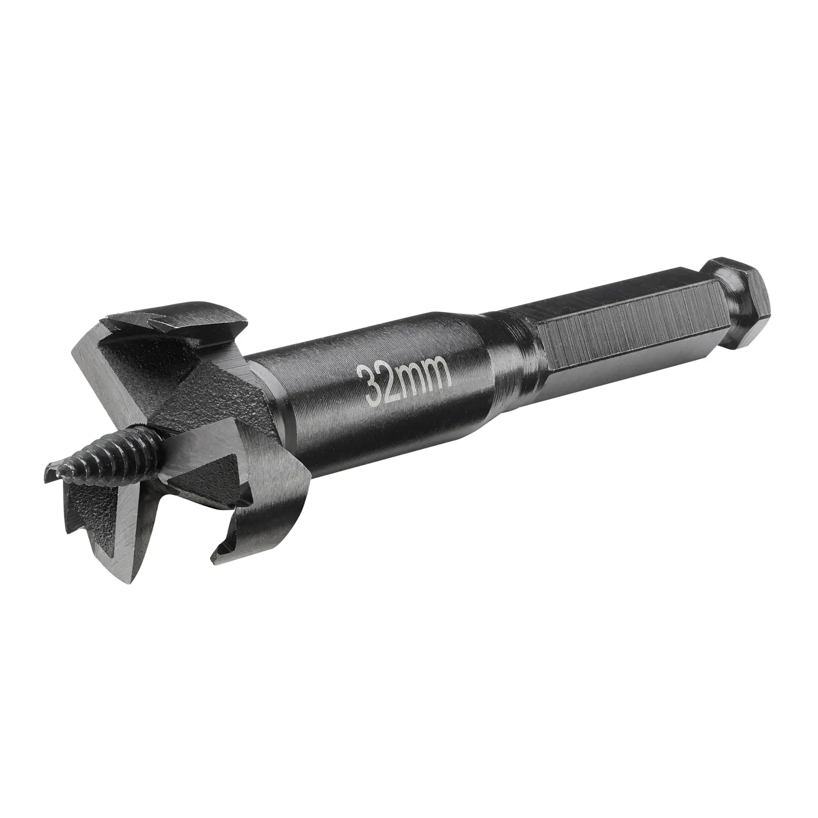 Un trapano DEWALT con punta DT4577 fora il legno, producendo trucioli e polvere.