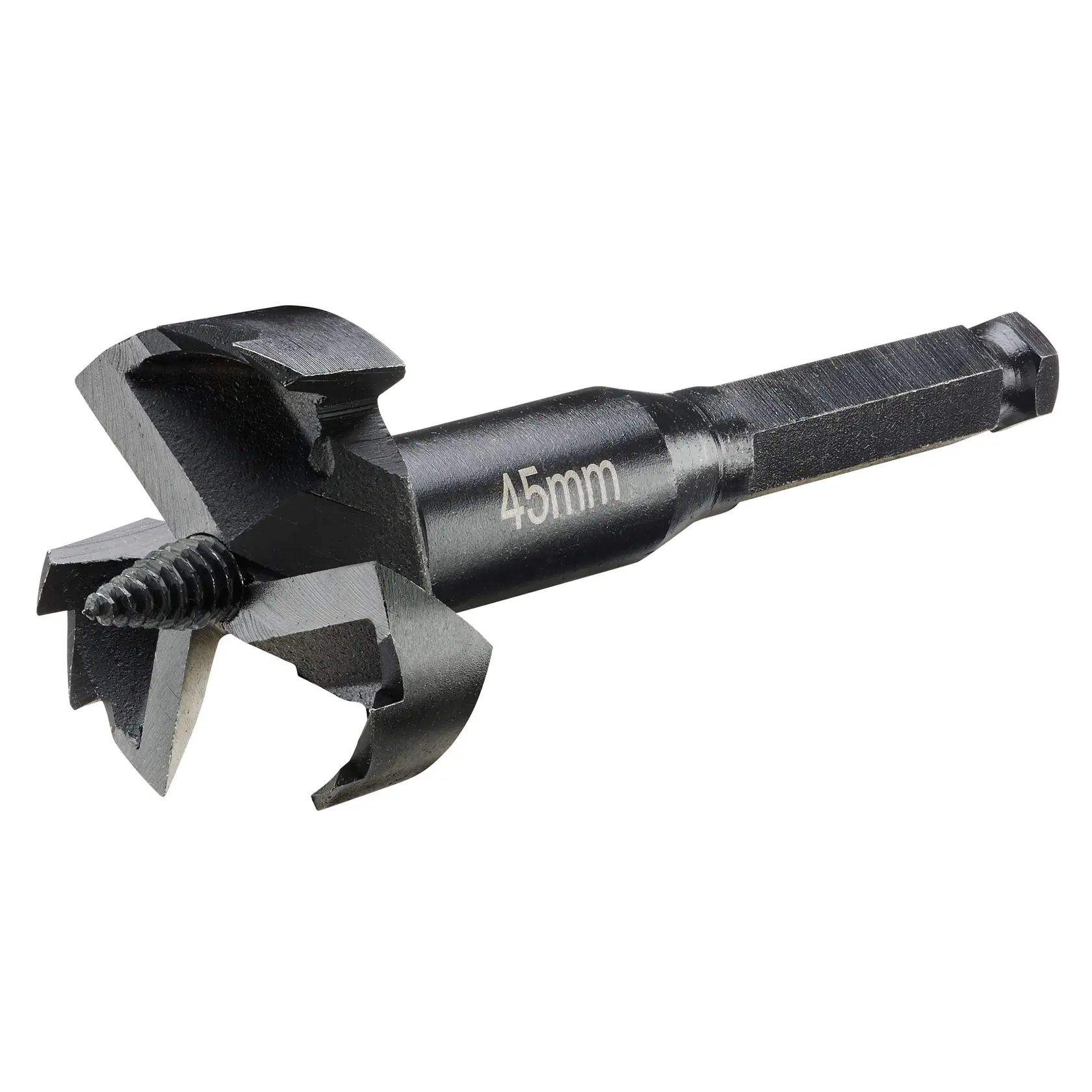 Punta DEWALT per legno da 45mm con codolo esagonale per fori precisi.