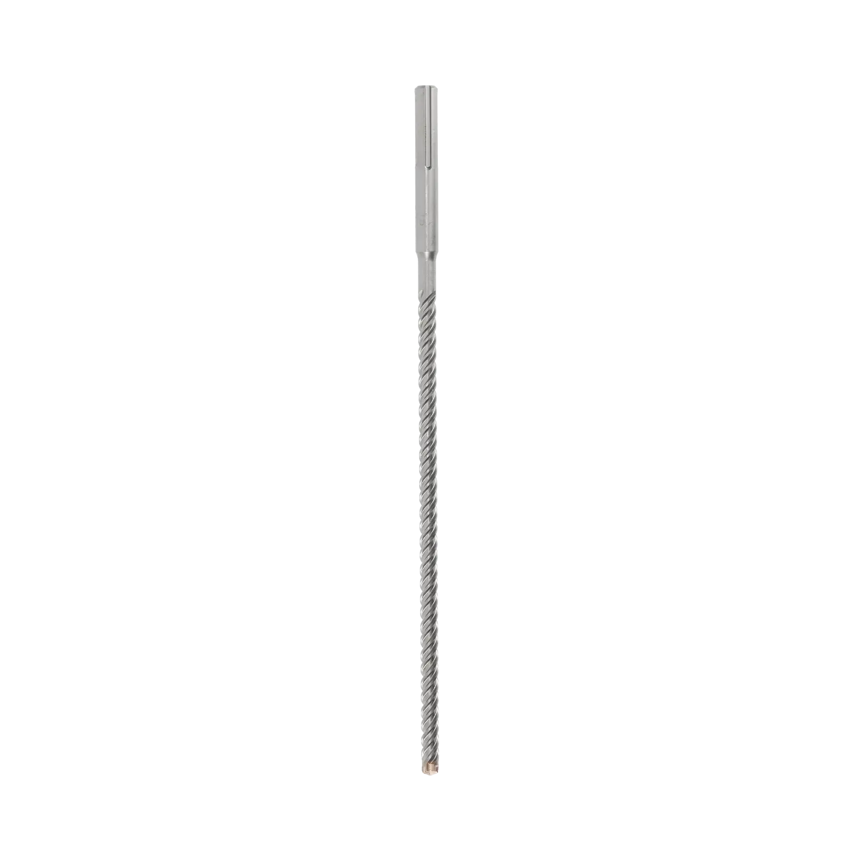 Long spiral DEWALT drill bit with carbide tip shown on white background.