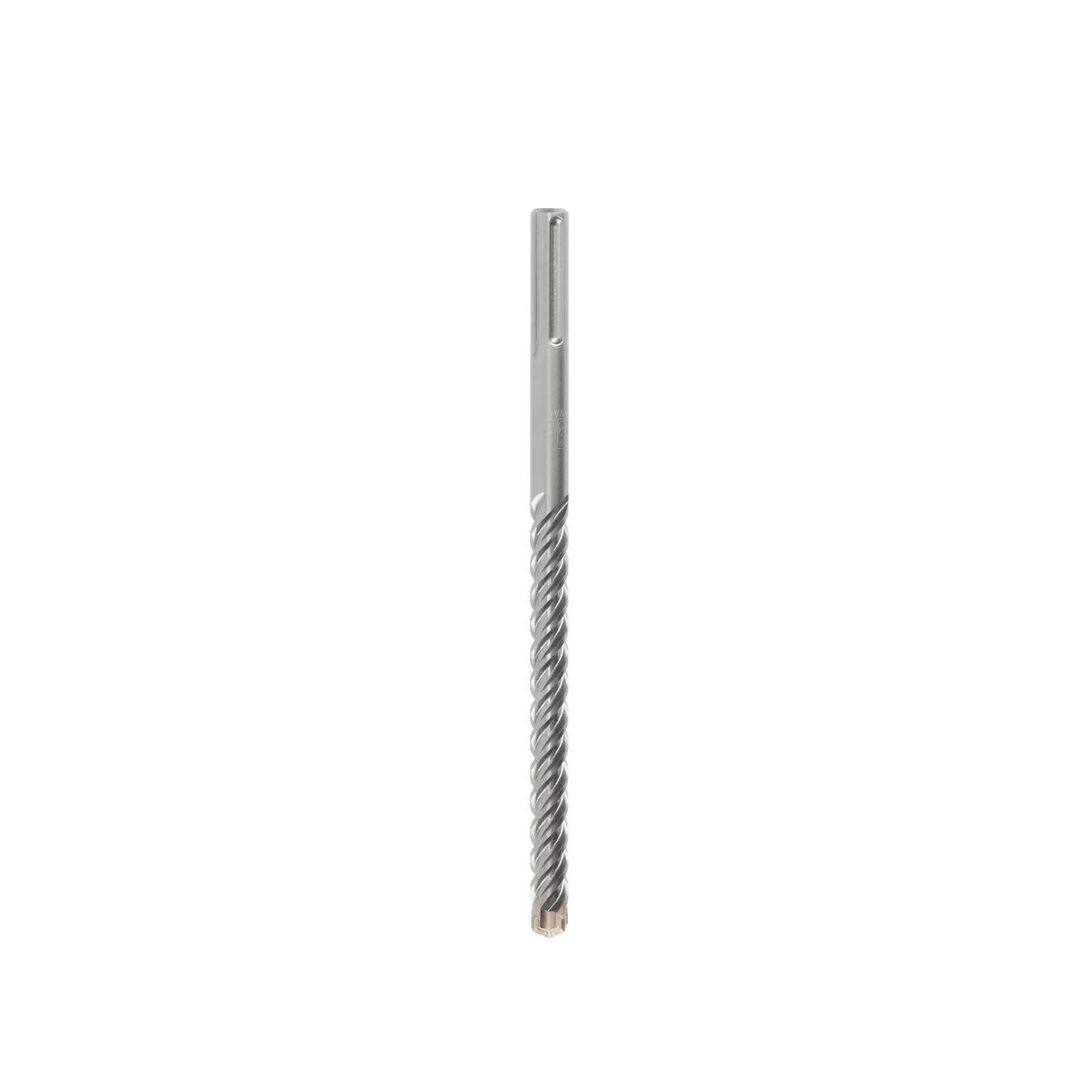 Single metal masonry drill bit with a spiral flute and SDS shank, shown vertically against a white background.