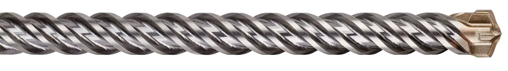 Close-up image of a DEWALT spiral drill bit with a carbide tip, used for masonry and concrete drilling.