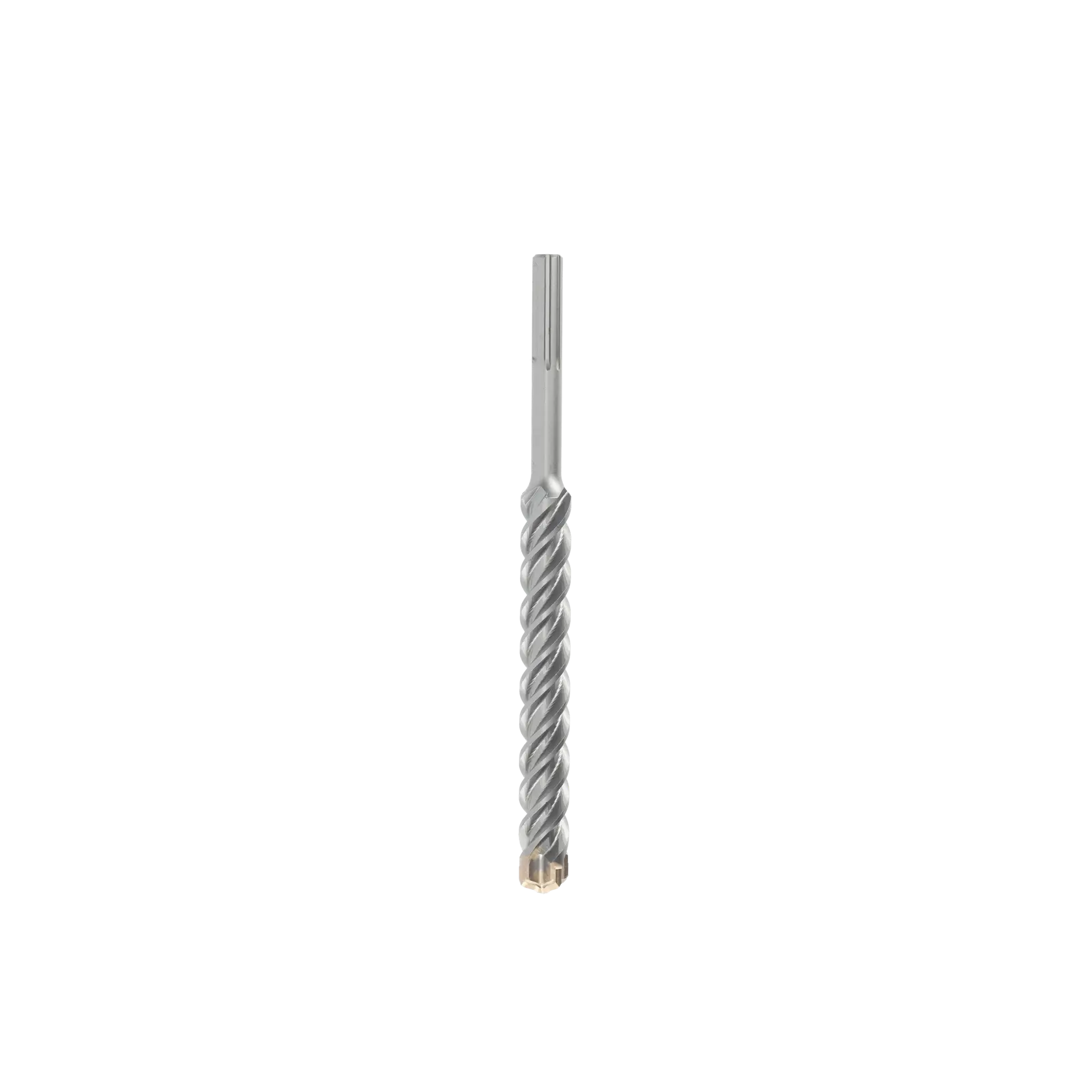 A silver DEWALT rotary hammer drill bit with spiral fluting, shown against a white background.