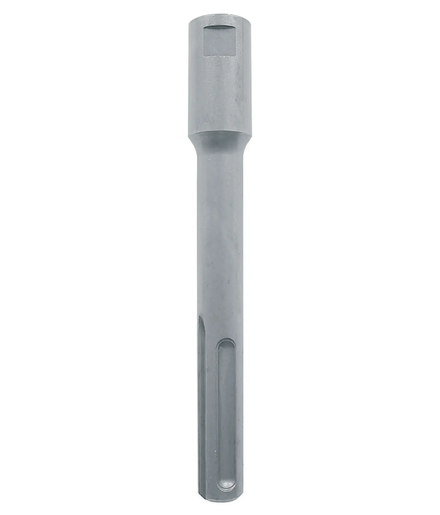 Adaptador SDS DEWALT DT6771 para martillos rotativos, mostrado verticalmente sobre fondo blanco.