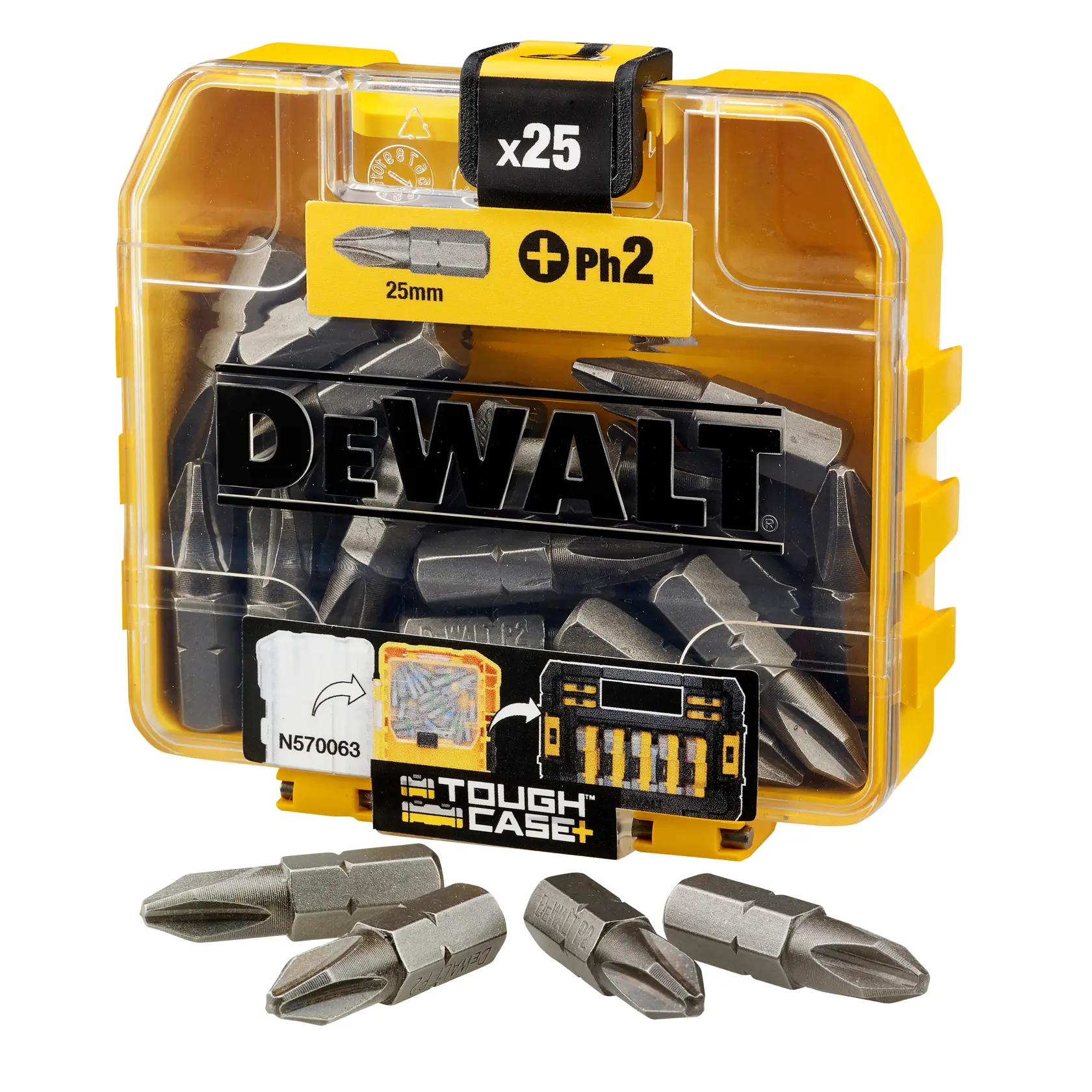 Zmiešaná súprava skrutkovacích bitov 25 mm DEWALT® v puzdre na uloženie malých súčiastok TOUGHCASE®+ (25 ks)