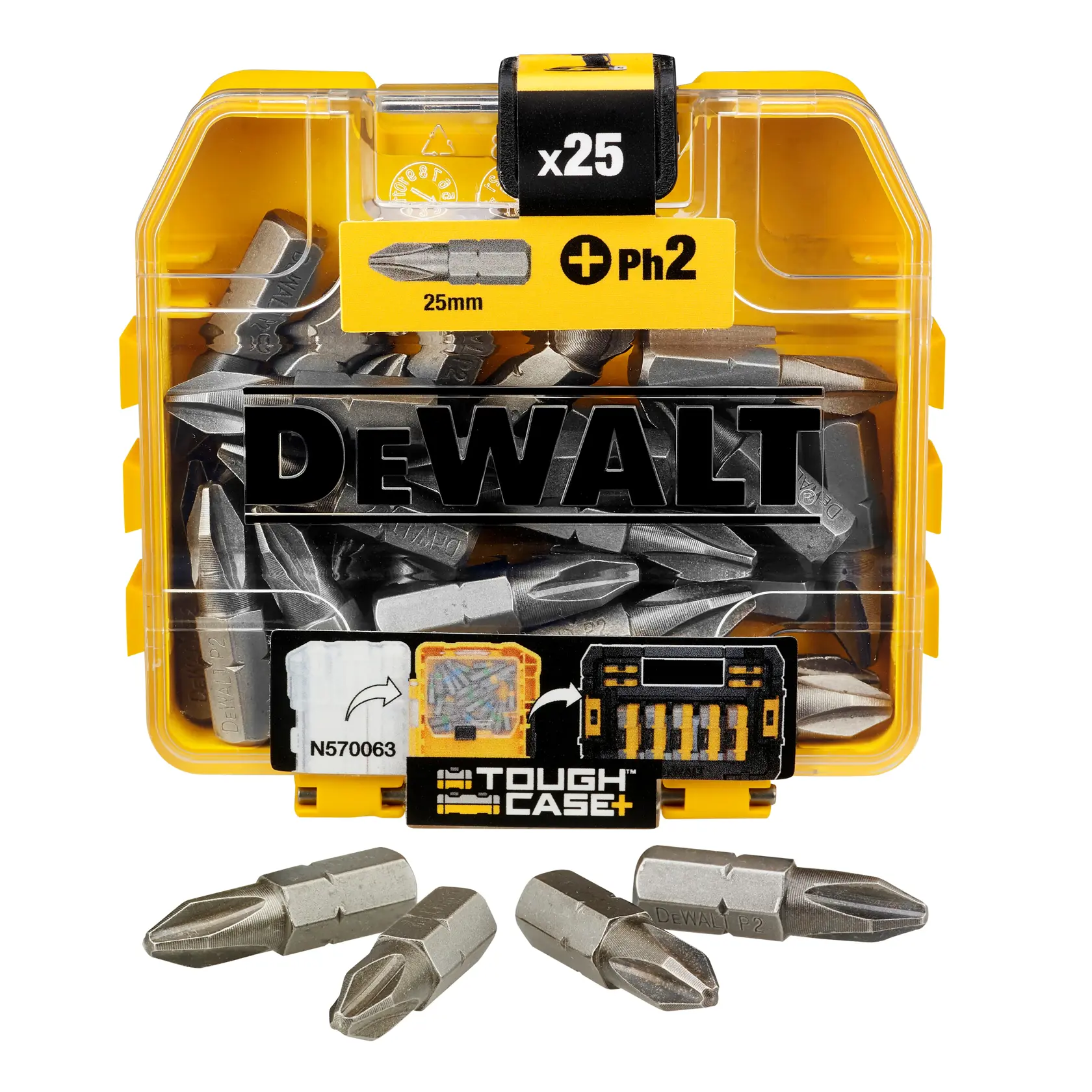 Zmiešaná súprava skrutkovacích bitov 25 mm DEWALT® v puzdre na uloženie malých súčiastok TOUGHCASE®+ (25 ks)
