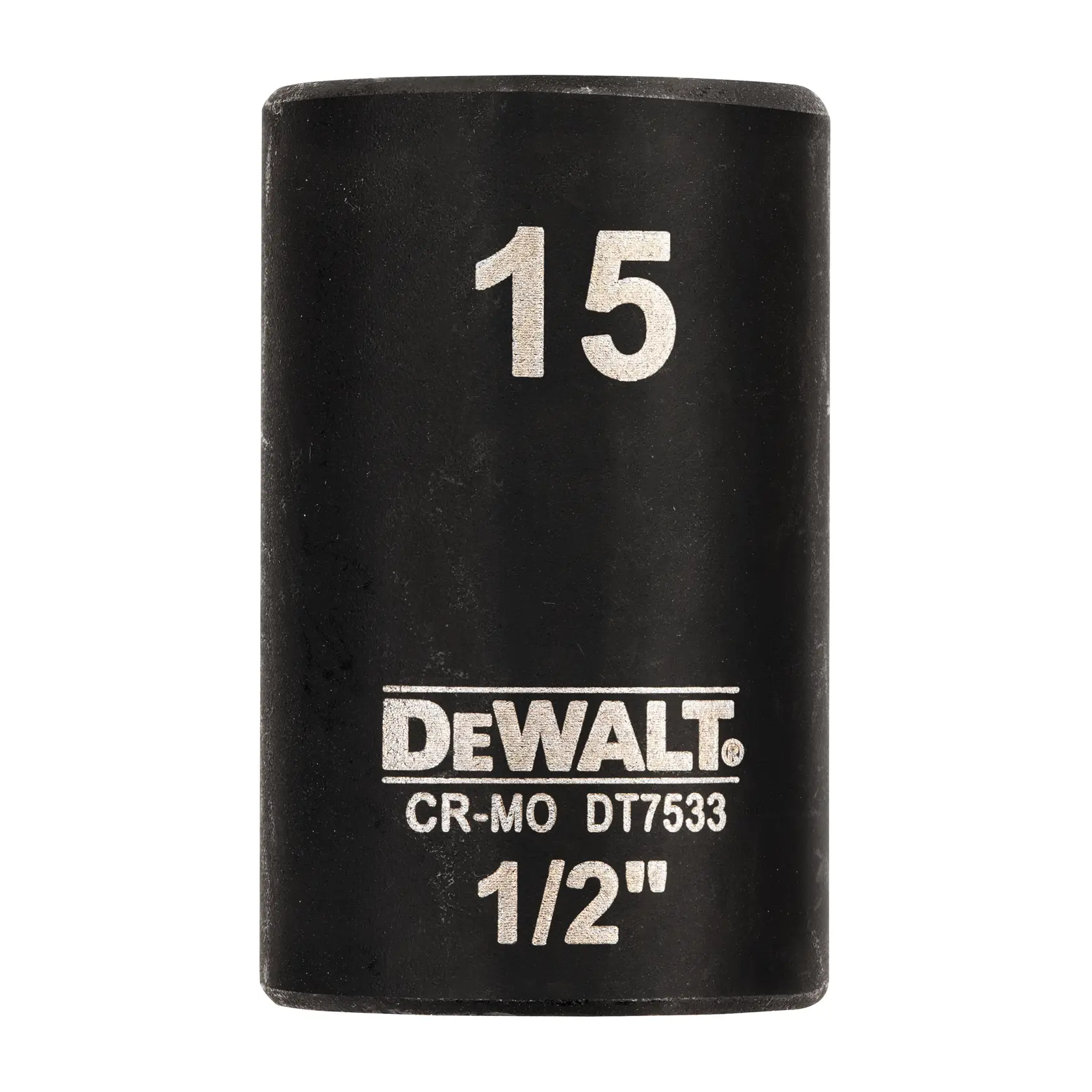 DEWALT DT7533 15mm 1/2" Schlagsockel, schwarzes, zylindrisches Werkzeug für Mechanik.