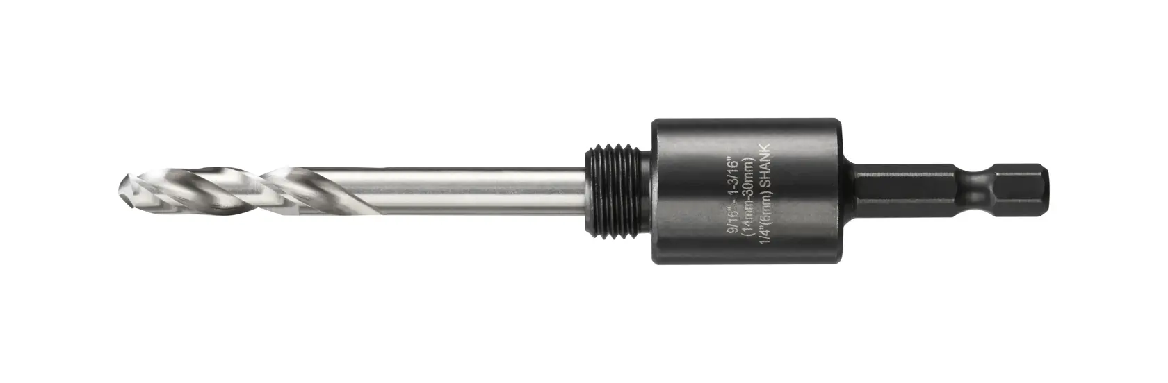DEWALT-Bohrer mit Sechskantadapter für präzises Bohren. Abgebildet vor weißem Hintergrund.