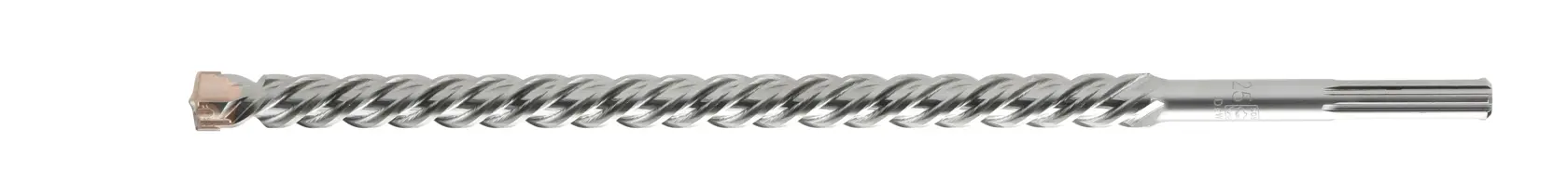 Metallspiralbohrer für Drehhammer, isoliert auf weißem Hintergrund gezeigt.