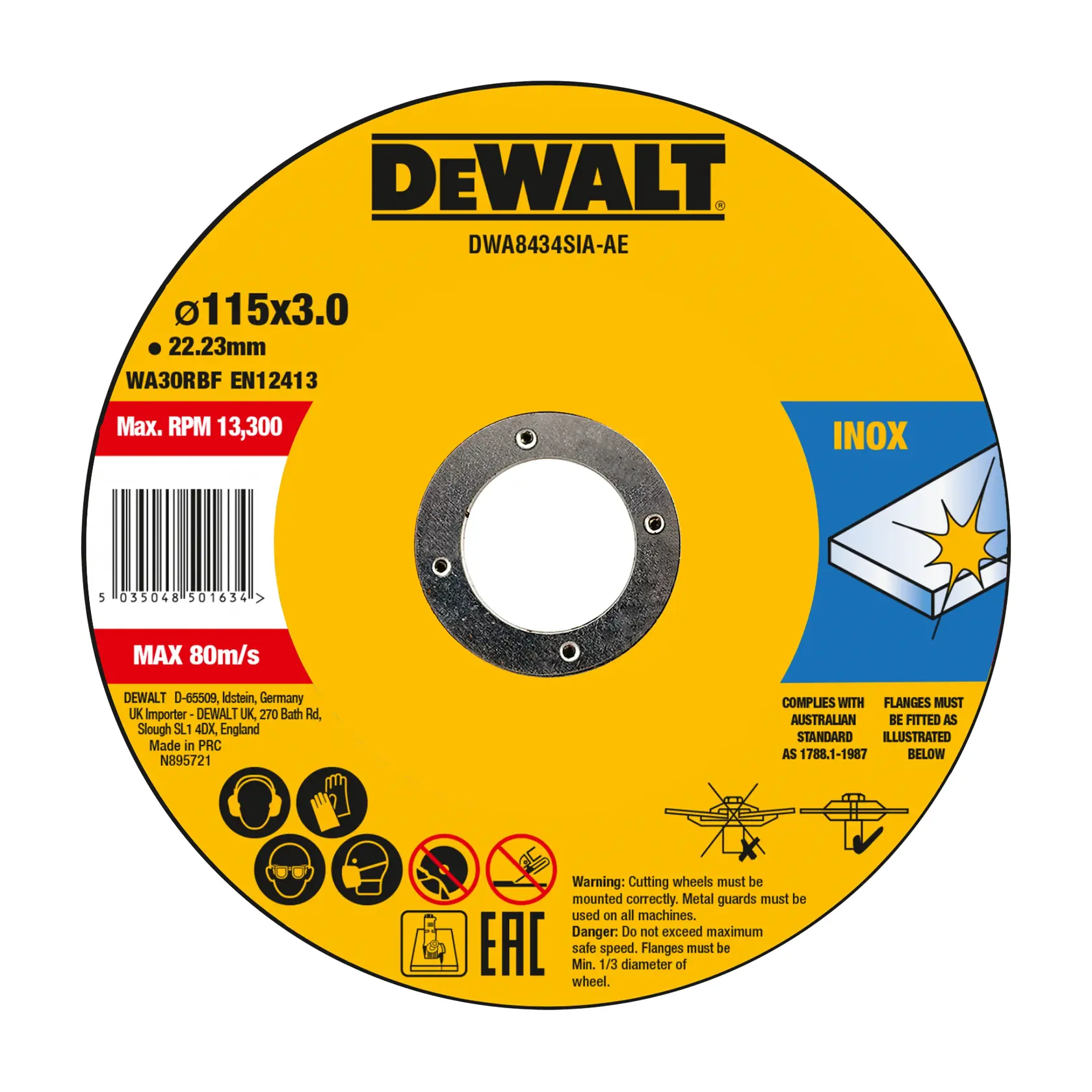 Rezací kotúč na nerezovú oceľ 115 mm x 3 mm x 22,23 mm T27 DEWALT® (25 ks)