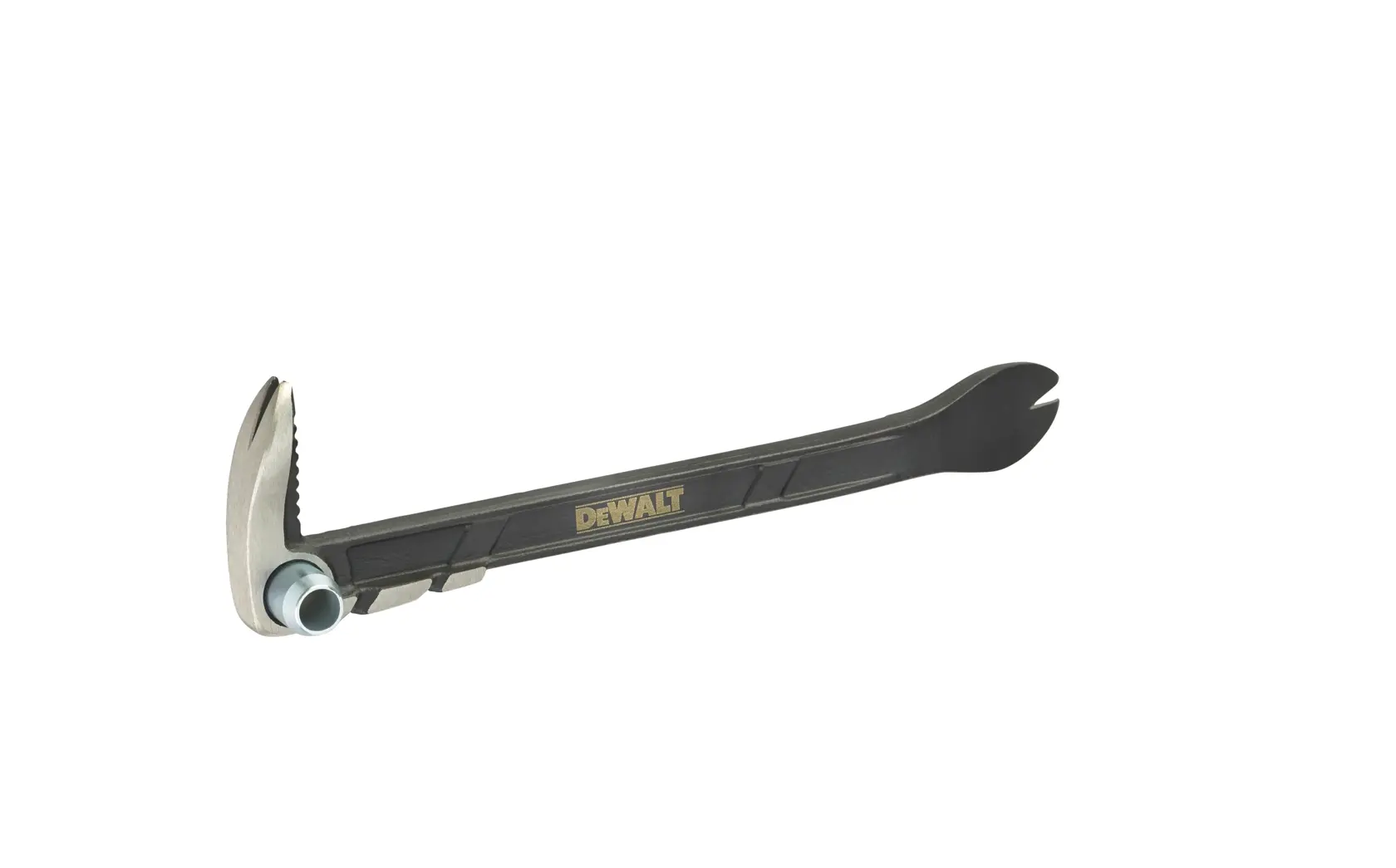 Piede di porco DEWALT con manico nero ergonomico e due estremità per sollevare e togliere chiodi.