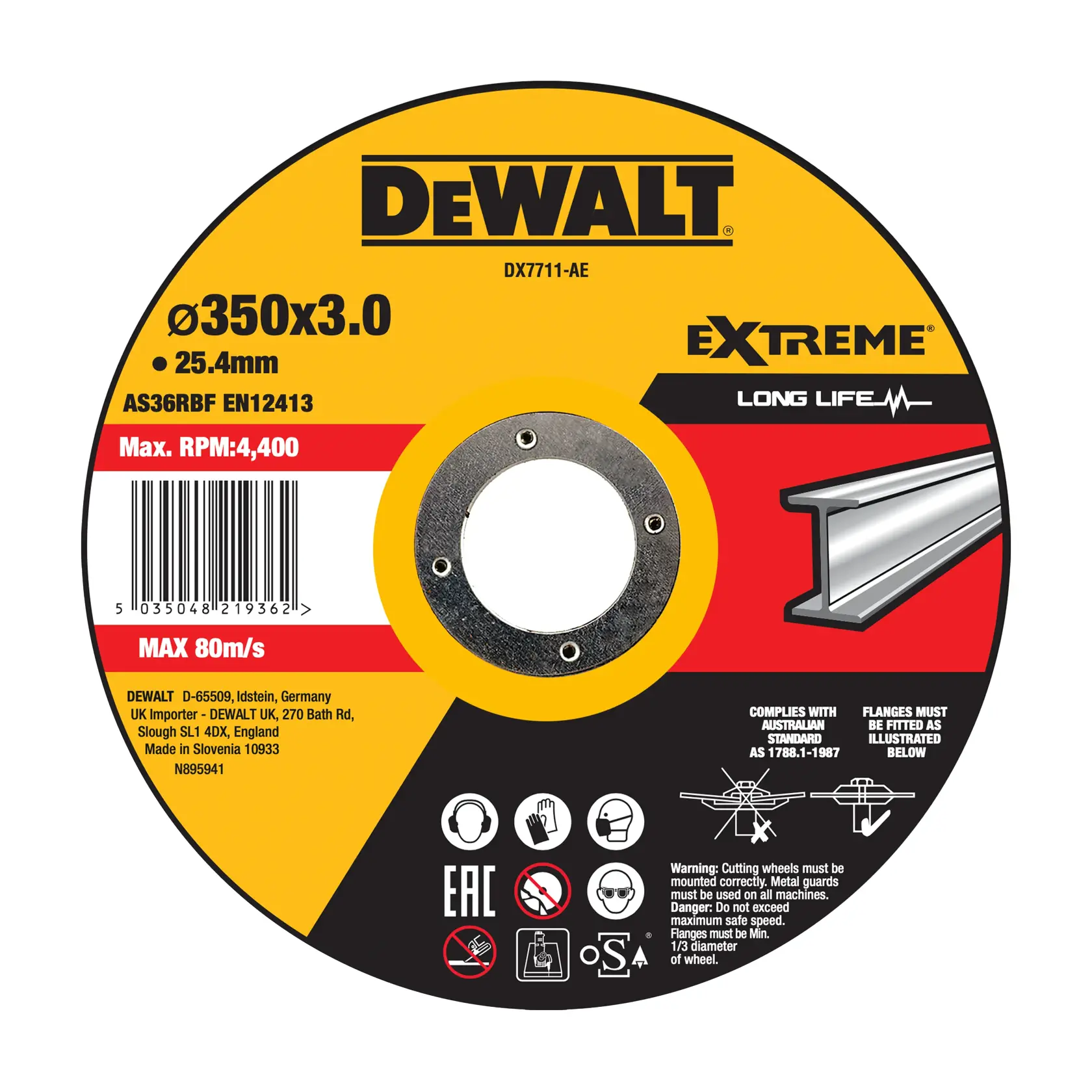 Rezací kotúč pre rozbrusovaciu pílu typu 41 s rozmermi 350 mm × 3 mm × 25,4 mm DEWALT®